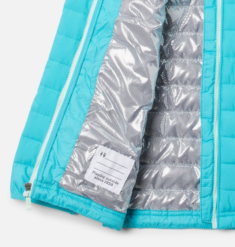 Columbia Powder Lite Hooded Kids' Jacket Turquoise | STRCMX-897