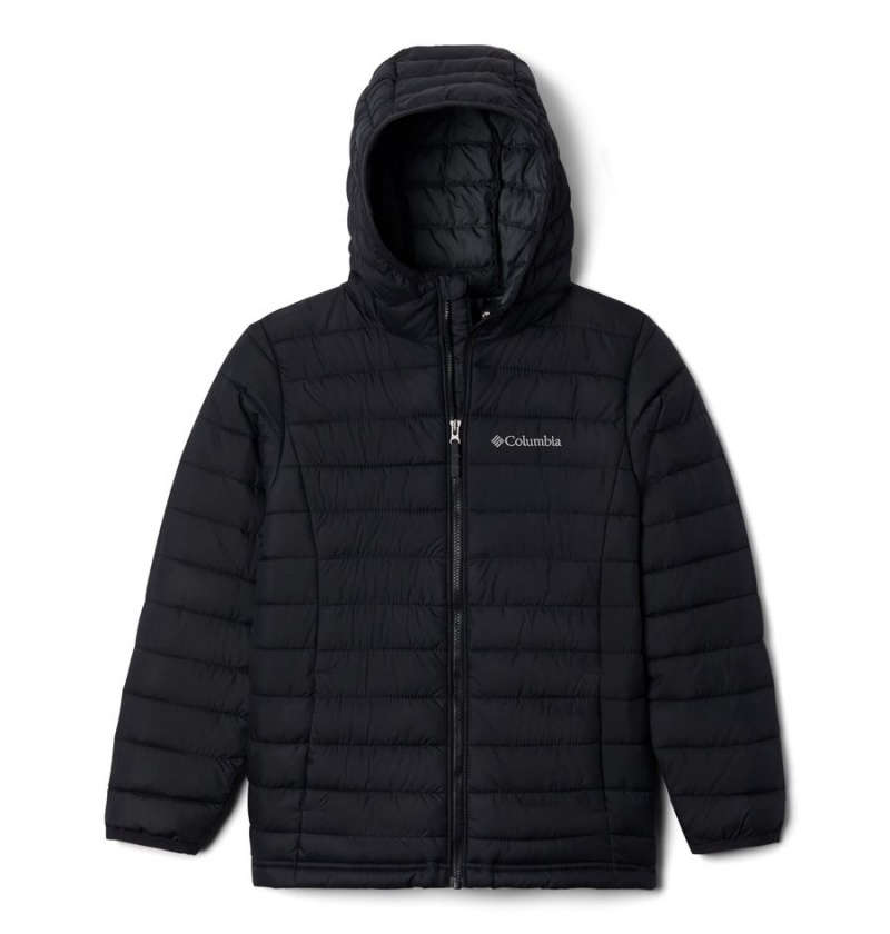 Columbia Powder Lite Hooded Kids\' Jacket Black | SHTJZD-496
