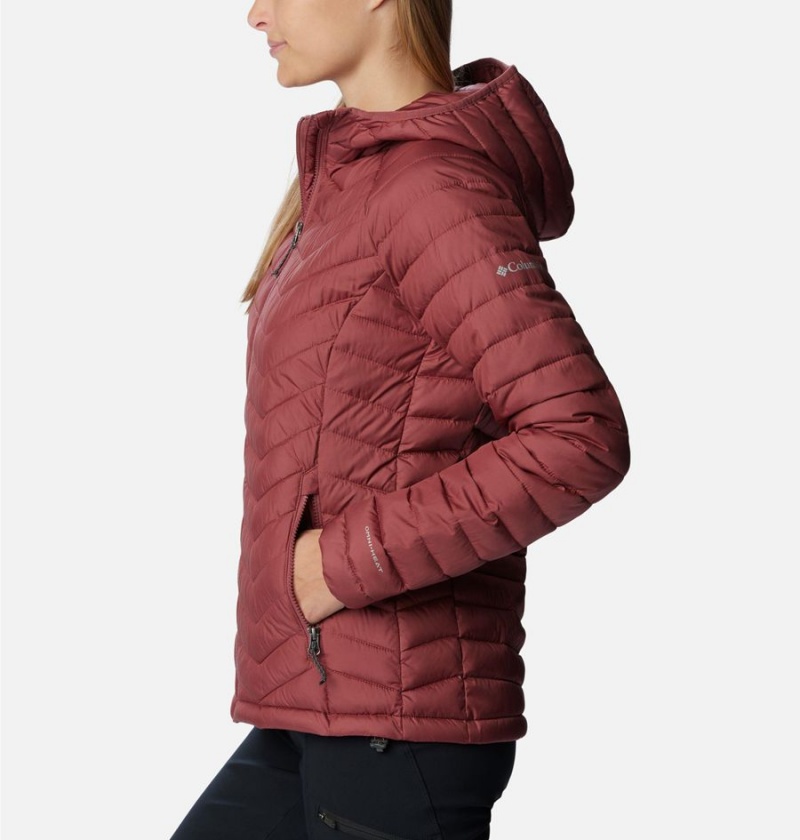 Columbia Powder Lite Hooded Women's Puffer Jacket Red | EDOWJH-937