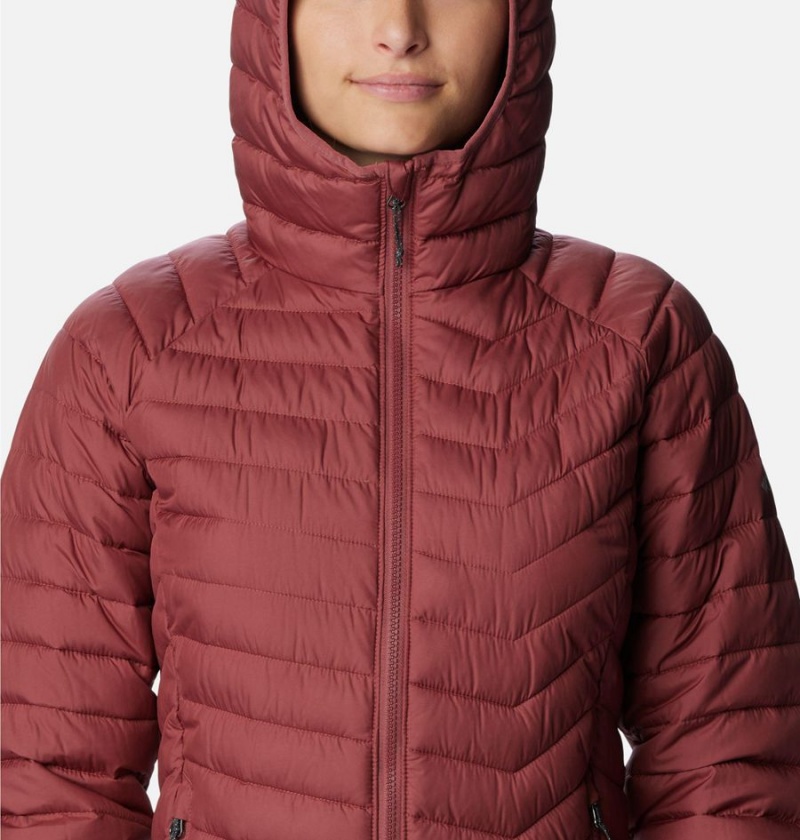 Columbia Powder Lite Hooded Women's Puffer Jacket Red | EDOWJH-937