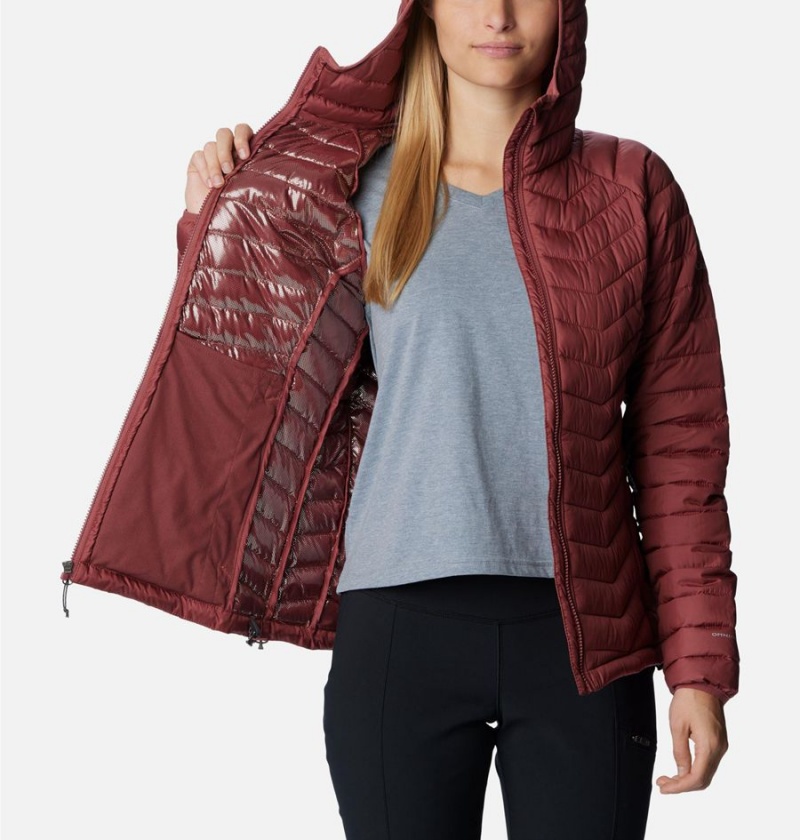 Columbia Powder Lite Hooded Women's Puffer Jacket Red | EDOWJH-937