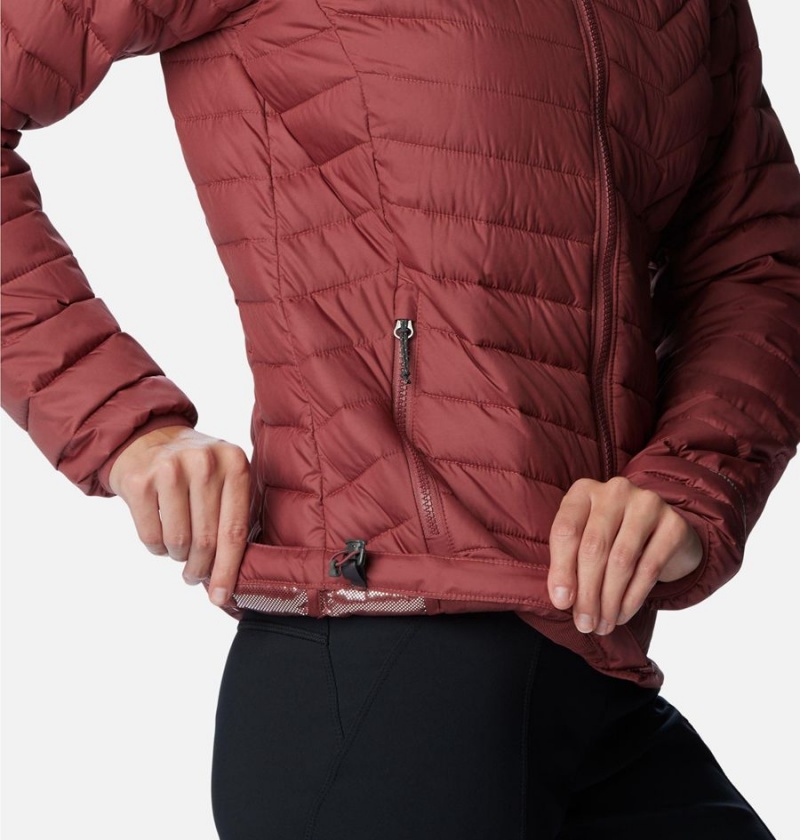 Columbia Powder Lite Hooded Women's Puffer Jacket Red | EDOWJH-937