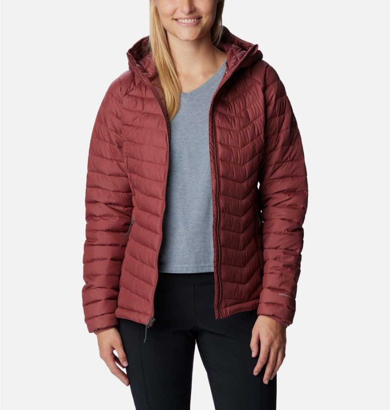 Columbia Powder Lite Hooded Women's Puffer Jacket Red | EDOWJH-937