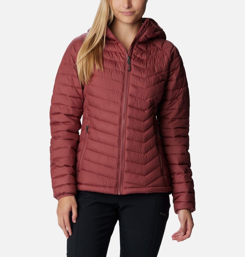 Columbia Powder Lite Hooded Women\'s Puffer Jacket Red | EDOWJH-937