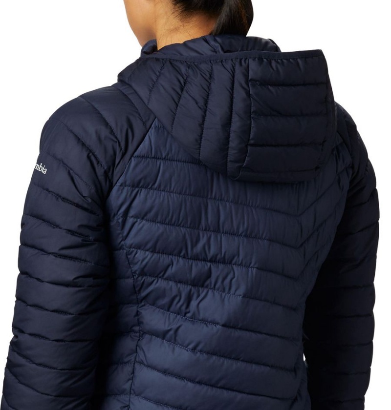 Columbia Powder Lite Hooded Women's Puffer Jacket Navy | VAPLFI-209