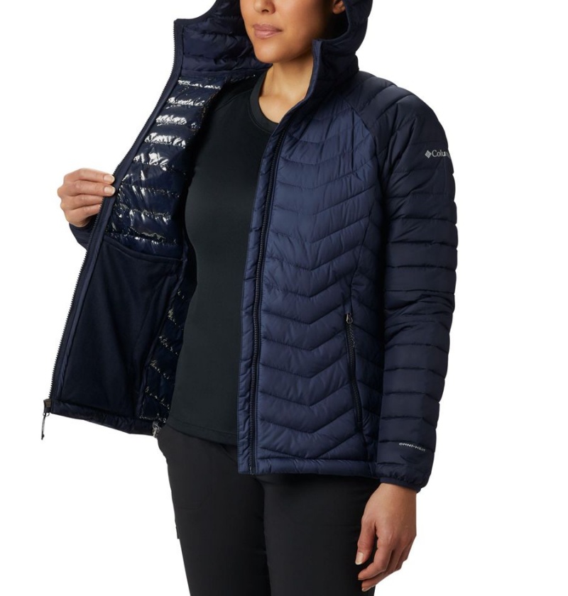 Columbia Powder Lite Hooded Women's Puffer Jacket Navy | VAPLFI-209