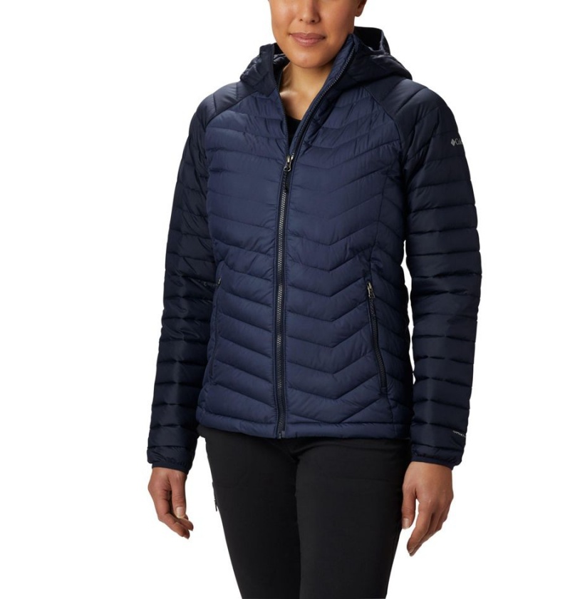 Columbia Powder Lite Hooded Women\'s Puffer Jacket Navy | VAPLFI-209