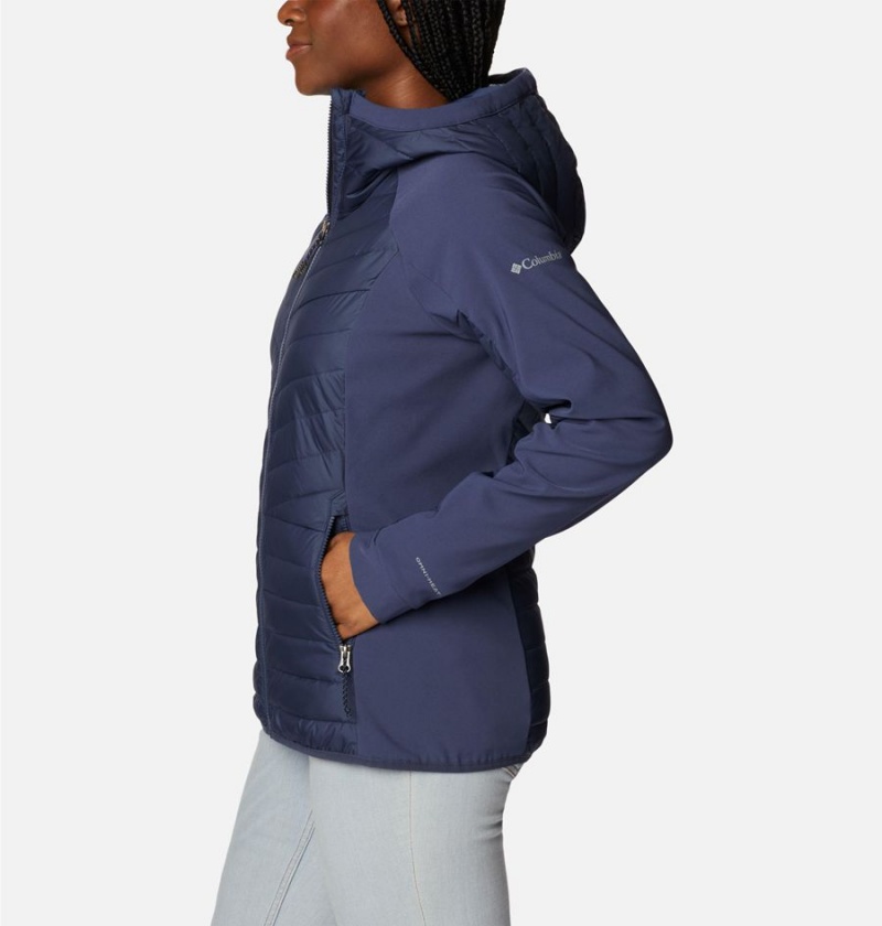 Columbia Powder Lite Hybrid Hooded Women's Puffer Jacket Navy | XOIYVU-739