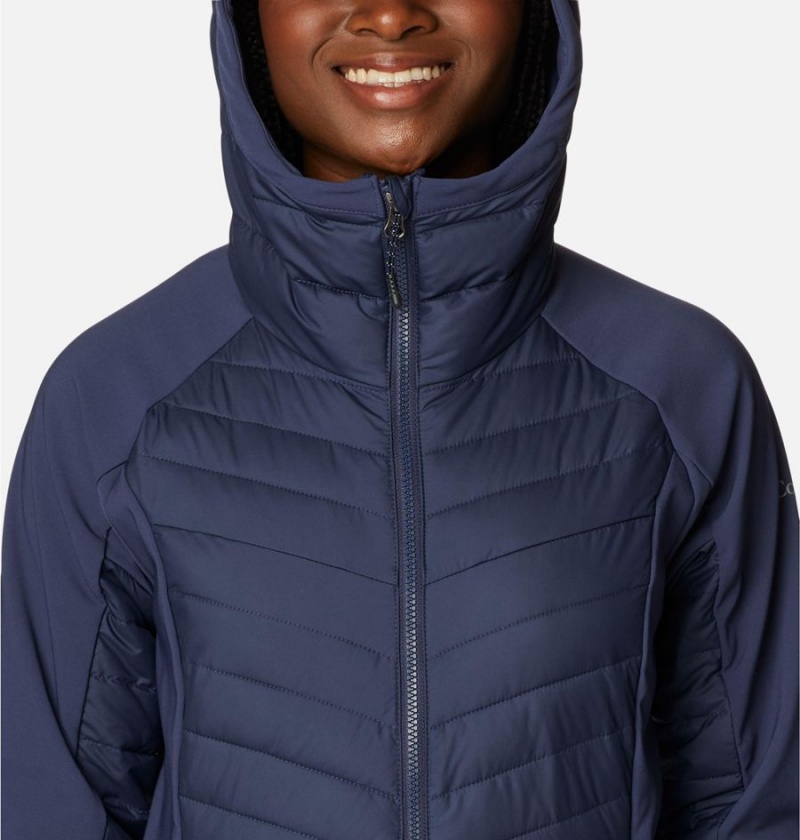 Columbia Powder Lite Hybrid Hooded Women's Puffer Jacket Navy | XOIYVU-739