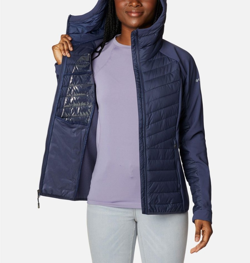 Columbia Powder Lite Hybrid Hooded Women's Puffer Jacket Navy | XOIYVU-739