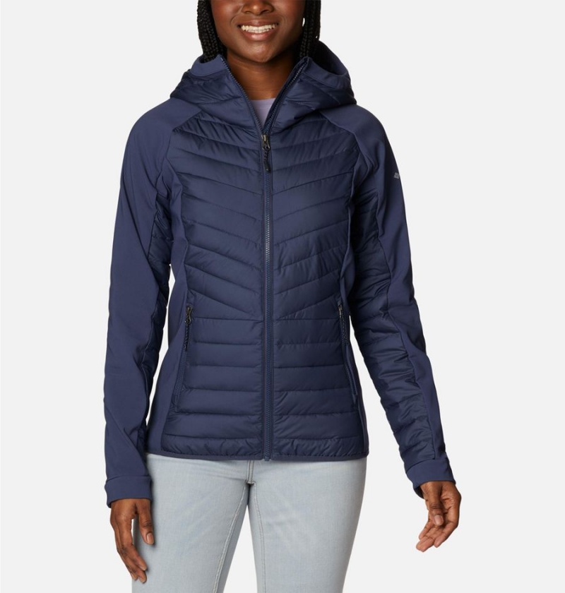 Columbia Powder Lite Hybrid Hooded Women\'s Puffer Jacket Navy | XOIYVU-739