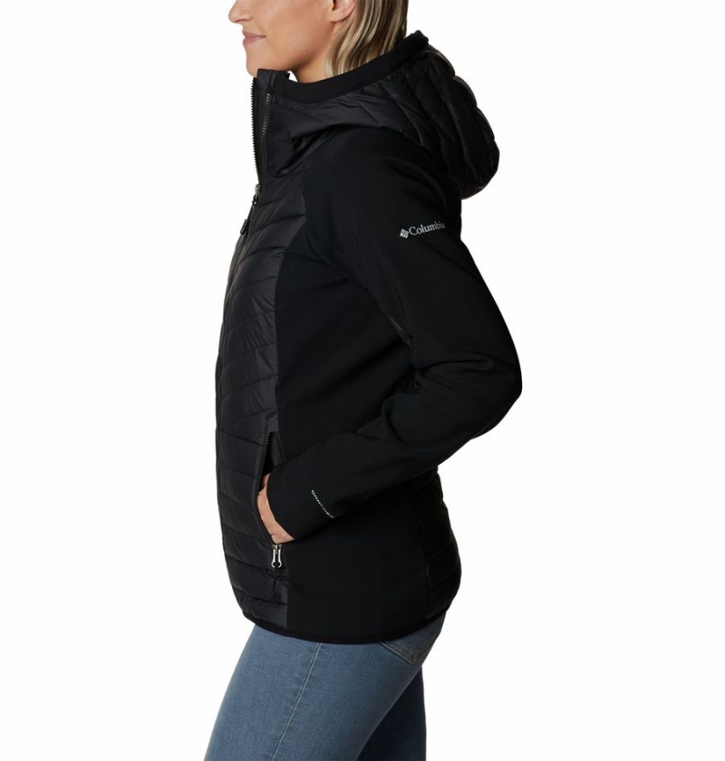 Columbia Powder Lite Hybrid Hooded Women's Puffer Jacket Black | QSEUYB-960