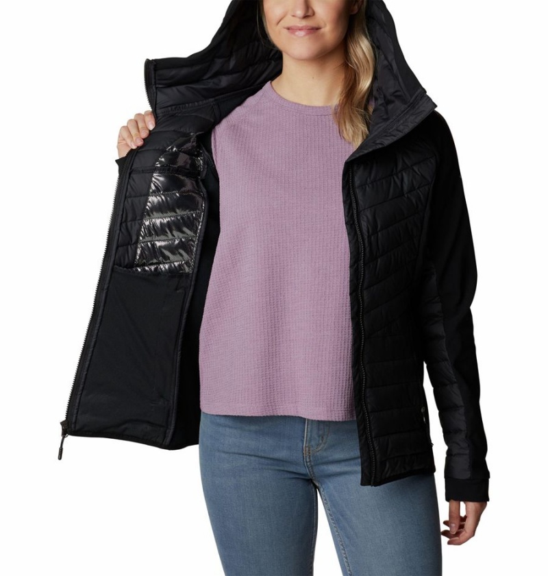 Columbia Powder Lite Hybrid Hooded Women's Puffer Jacket Black | QSEUYB-960