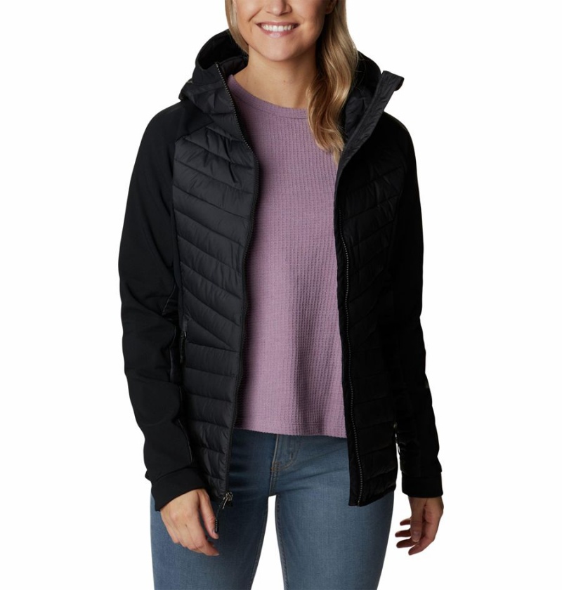 Columbia Powder Lite Hybrid Hooded Women's Puffer Jacket Black | QSEUYB-960