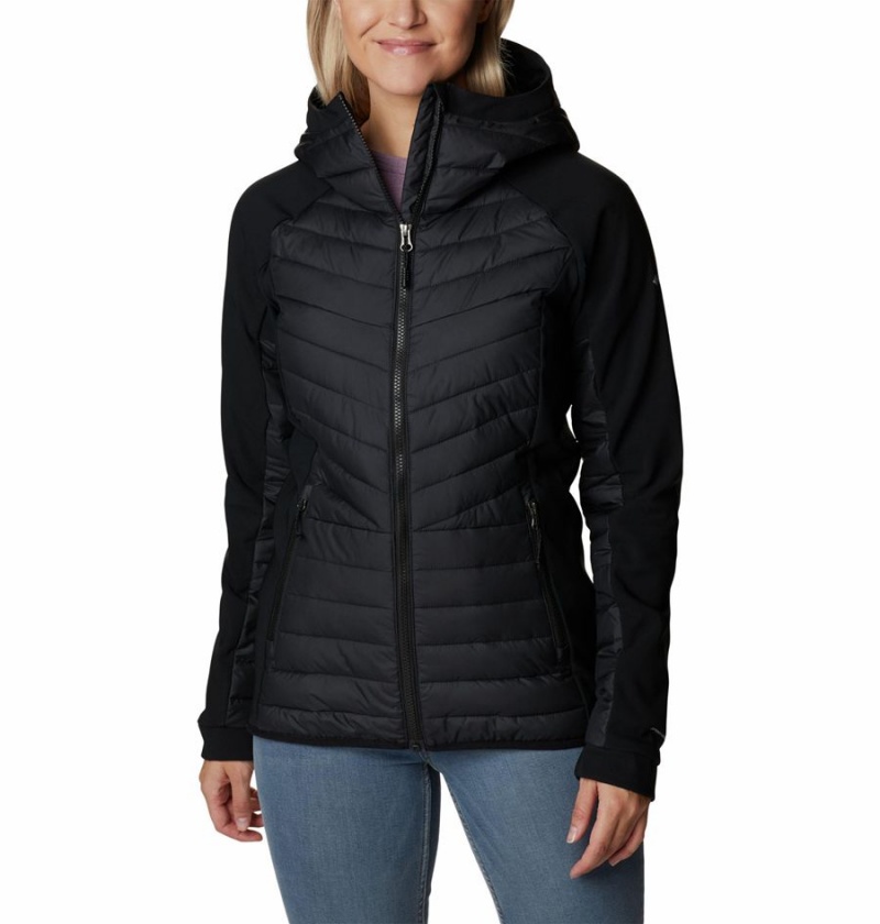 Columbia Powder Lite Hybrid Hooded Women\'s Puffer Jacket Black | QSEUYB-960