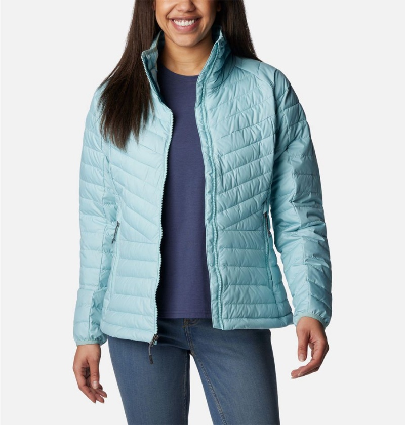 Columbia Powder Lite II Full Zip Women's Puffer Jacket Turquoise | TJPSYZ-895