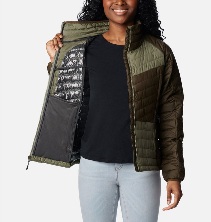 Columbia Powder Lite II Full Zip Women's Puffer Jacket Olive | QSJWYM-578