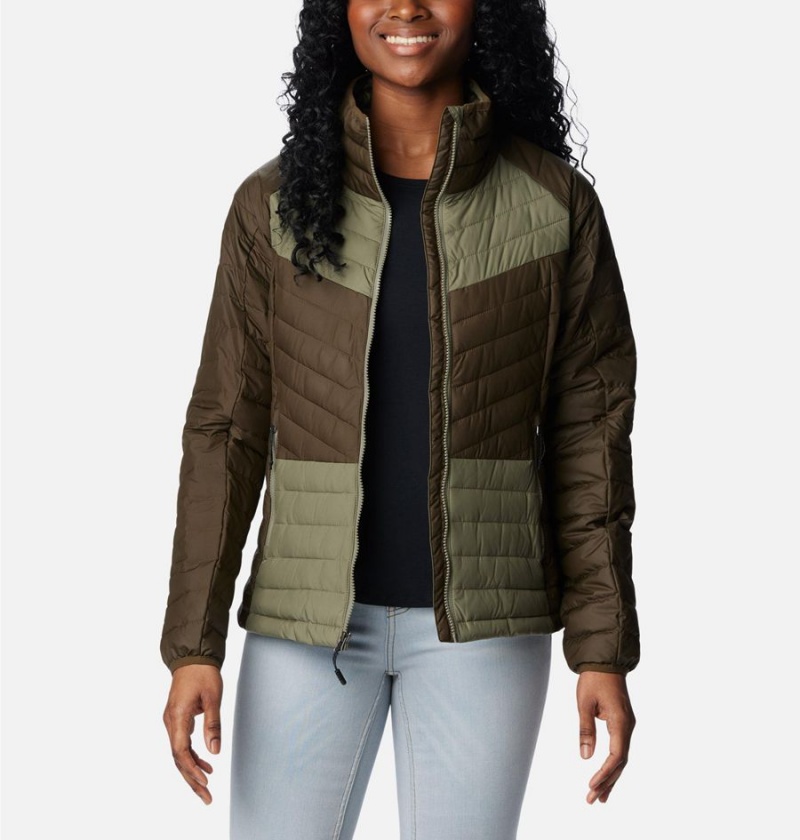 Columbia Powder Lite II Full Zip Women's Puffer Jacket Olive | QSJWYM-578