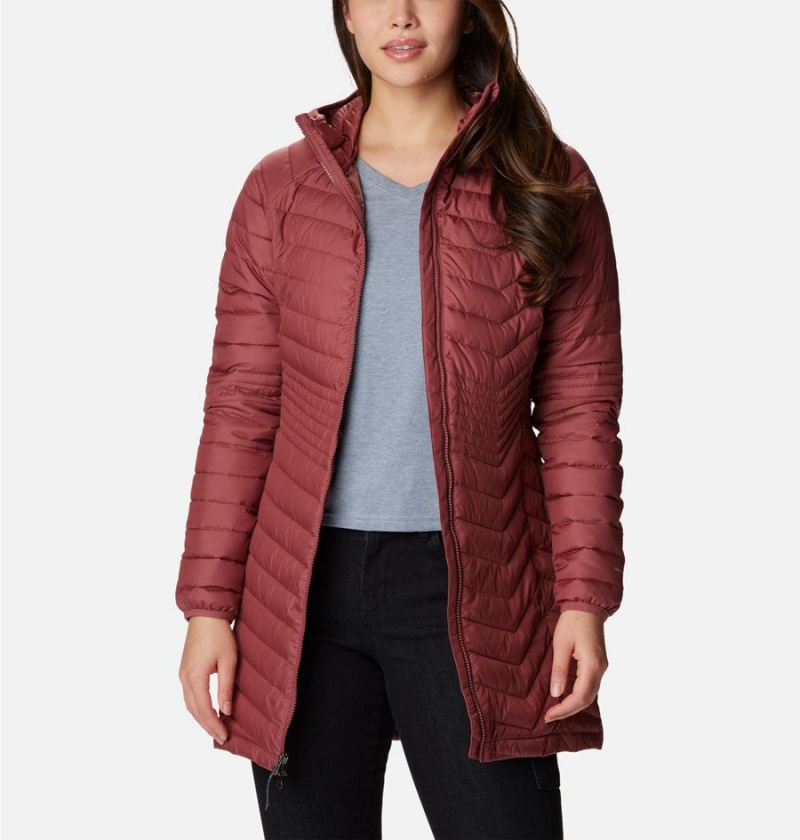 Columbia Powder Lite Mid Women's Puffer Jacket Red | OQHXCE-347
