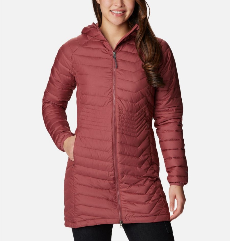 Columbia Powder Lite Mid Women\'s Puffer Jacket Red | OQHXCE-347