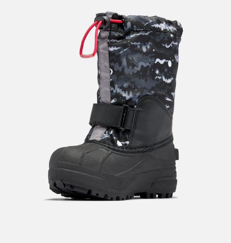 Columbia Powderbug Forty Print Kids' Boots Black | QEWVGO-498