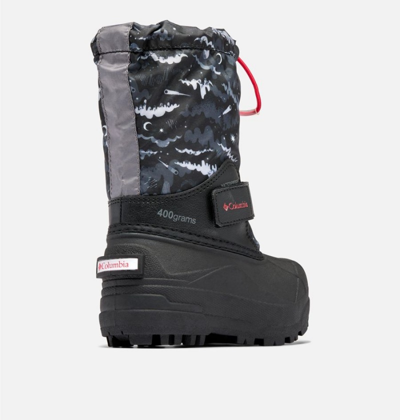Columbia Powderbug Forty Print Kids' Boots Black | QEWVGO-498