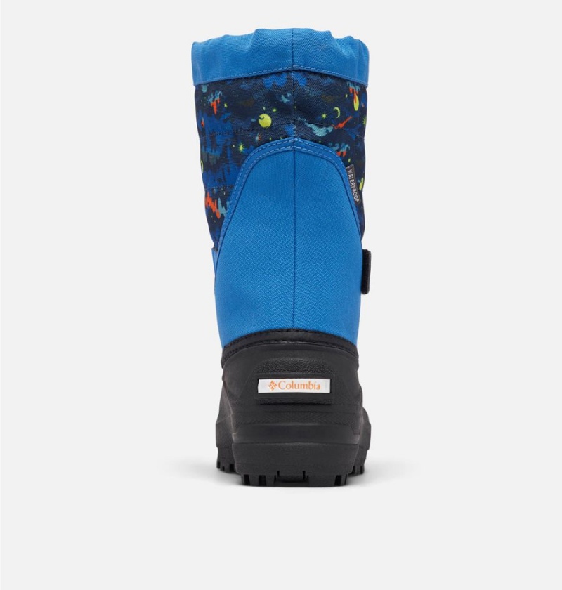 Columbia Powderbug Plus II Print Snow Kids' Boots Blue | AWQSOU-925