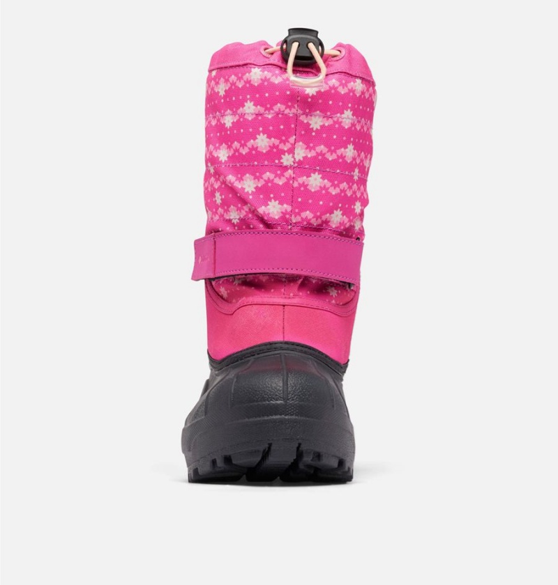 Columbia Powderbug Plus II Print Snow Kids' Boots Pink | EJPWDT-617
