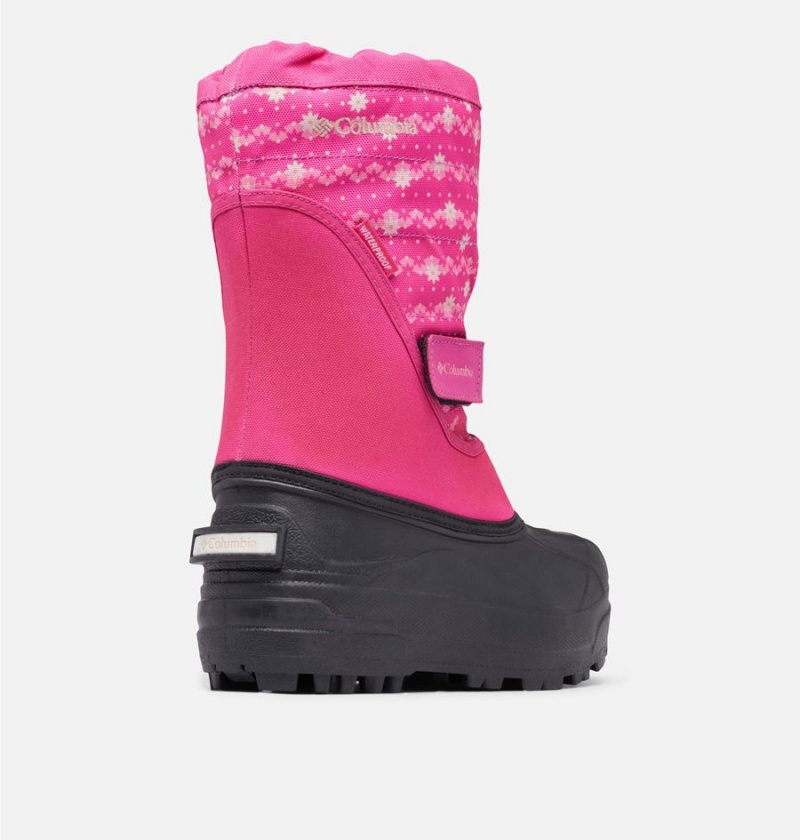 Columbia Powderbug Plus II Print Snow Kids' Boots Pink | EJPWDT-617