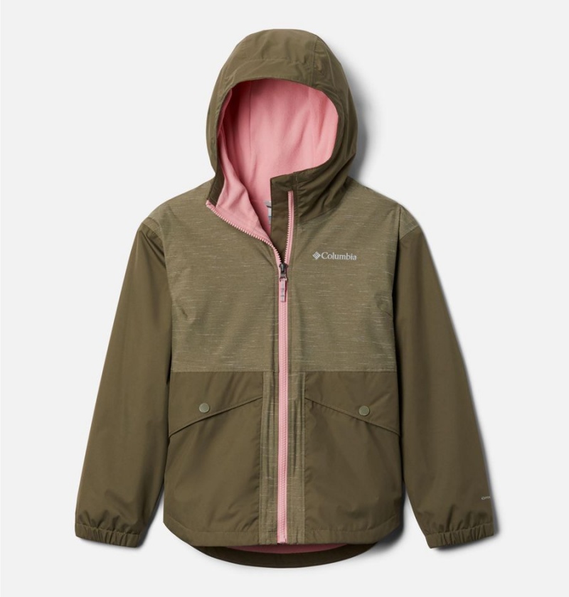 Columbia Rainy Trails Fleece Lined Kids\' Jacket Green | RBDYES-864