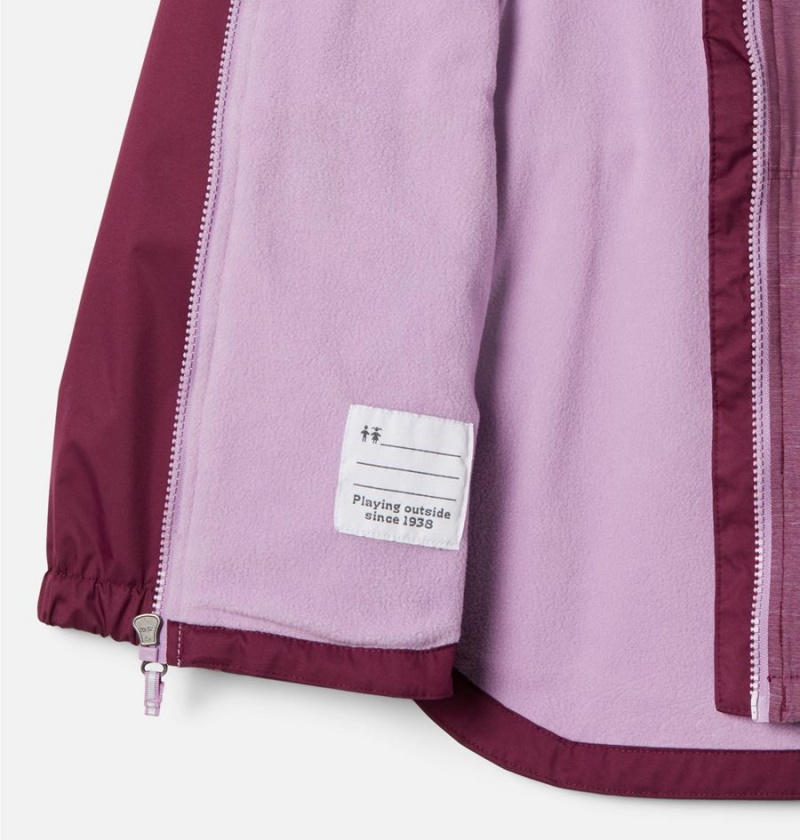 Columbia Rainy Trails Fleece Lined Kids' Jacket Coral | PEQKDB-938
