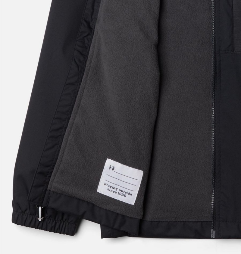 Columbia Rainy Trails Fleece Lined Kids' Jacket Black | NWZSLC-392