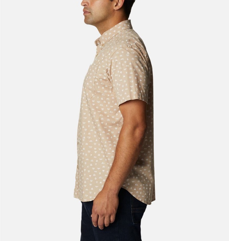 Columbia Rapid Rivers Printed Short Sleeve Men's Shirt Khaki | AWXCPS-078