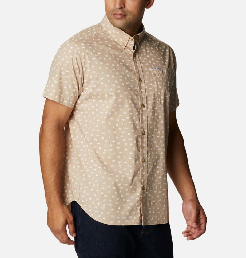 Columbia Rapid Rivers Printed Short Sleeve Men's Shirt Khaki | AWXCPS-078