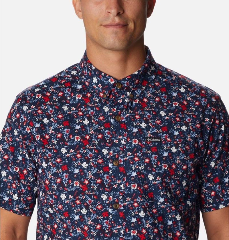 Columbia Rapid Rivers Printed Short Sleeve Men's Shirt Red | PDARYM-873