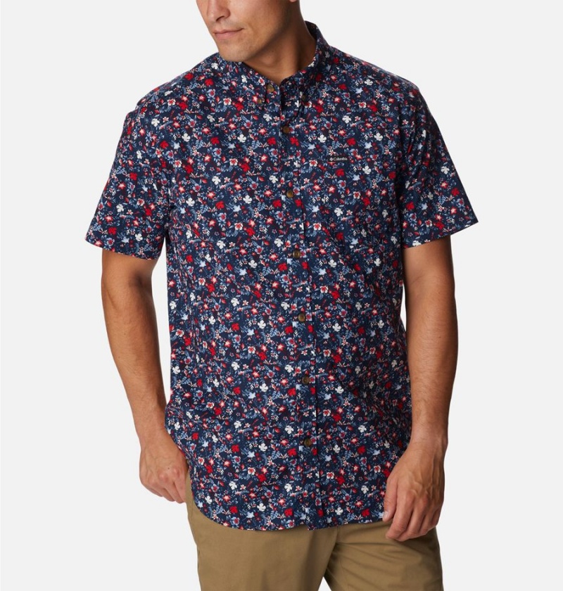 Columbia Rapid Rivers Printed Short Sleeve Men's Shirt Red | PDARYM-873