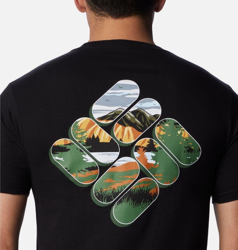 Columbia Ridge Graphic Men's T-Shirt Black | UKHNRL-261