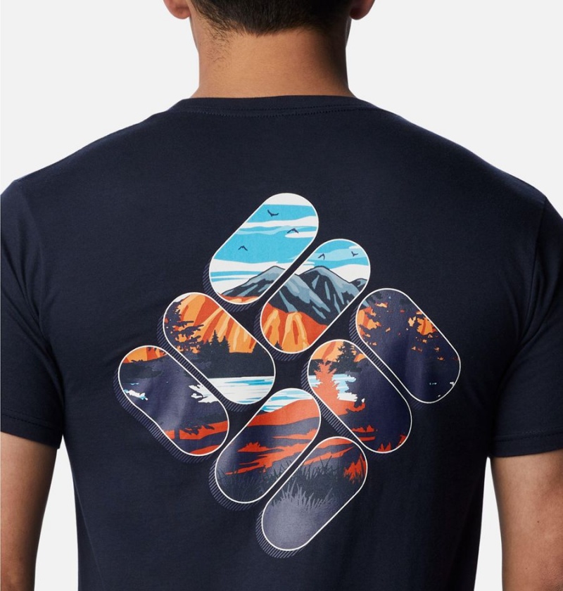 Columbia Ridge Graphic Men's T-Shirt Navy | NXHJKP-192