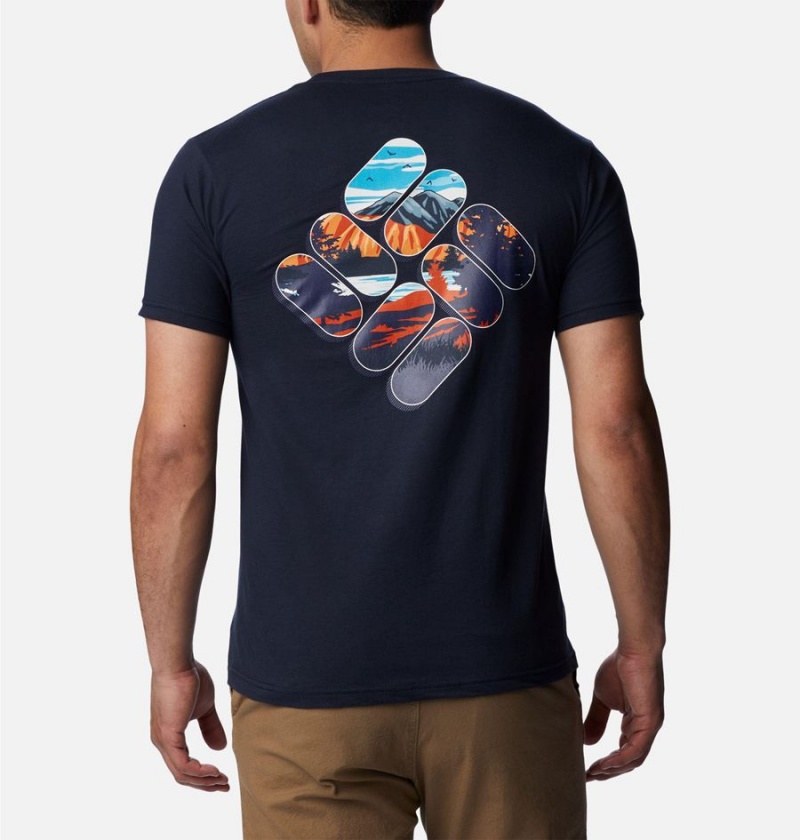 Columbia Ridge Graphic Men\'s T-Shirt Navy | NXHJKP-192