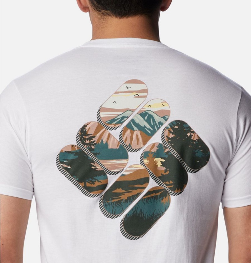 Columbia Ridge Graphic Men's T-Shirt White | FCDYBN-987