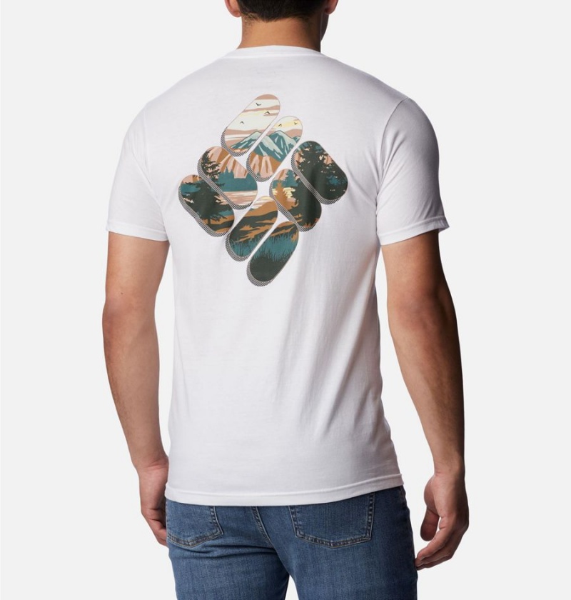 Columbia Ridge Graphic Men\'s T-Shirt White | FCDYBN-987