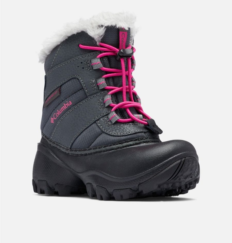 Columbia Rope Tow Waterproof Faux-Fur Trim Kids' Boots Black | UCPYKM-974