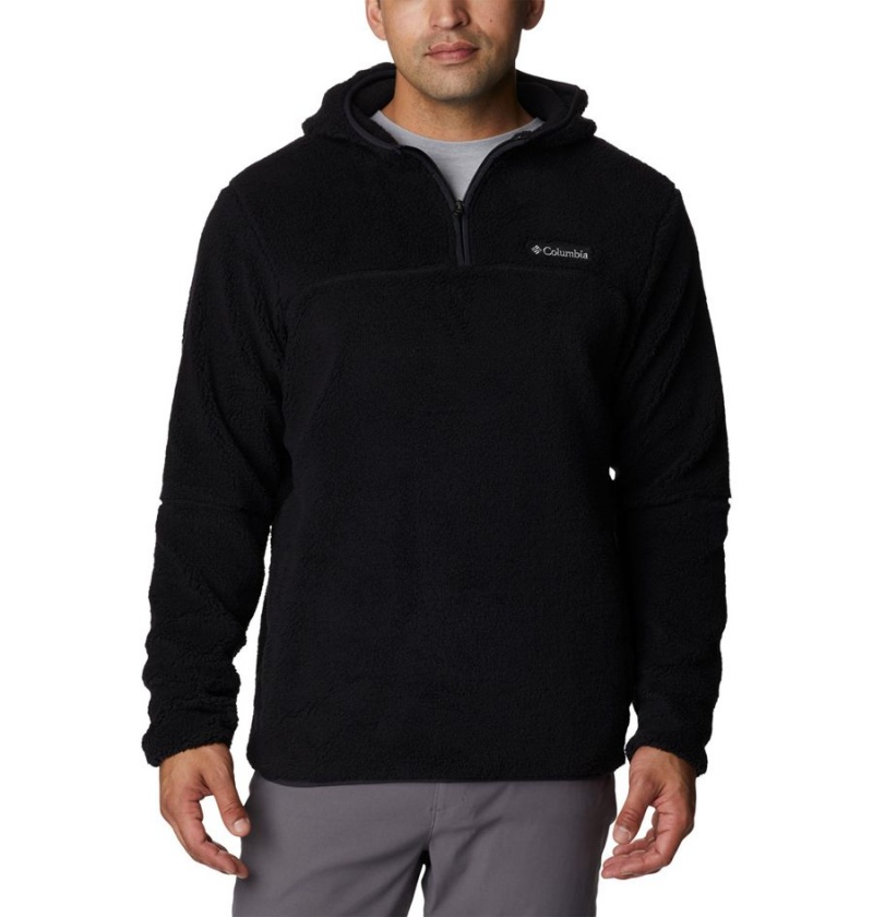 Columbia Rugged Ridge III Sherpa Pullover Men\'s Hoodie Black | ONUWJQ-407