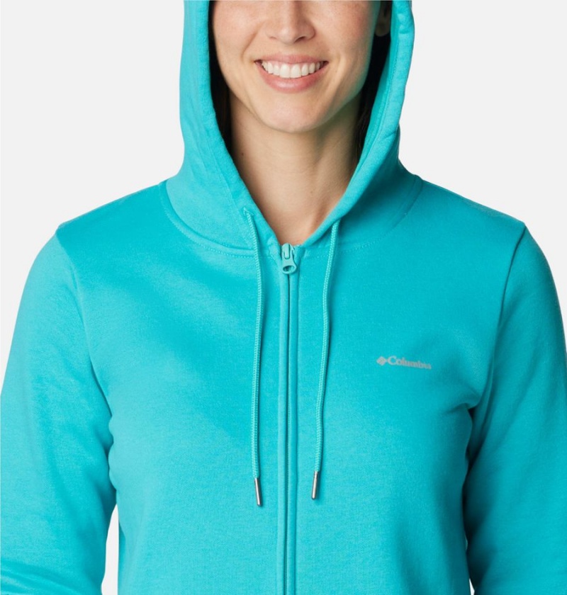 Columbia Rush Valley Long Full Zip Hoodie Women's Fleece Jacket Turquoise | KFHIXG-831