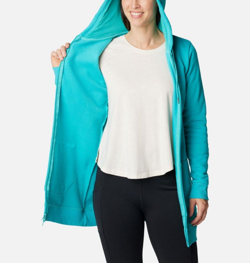 Columbia Rush Valley Long Full Zip Hoodie Women's Fleece Jacket Turquoise | KFHIXG-831