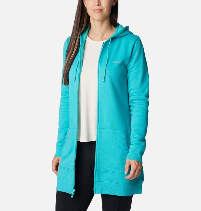 Columbia Rush Valley Long Full Zip Hoodie Women's Fleece Jacket Turquoise | KFHIXG-831