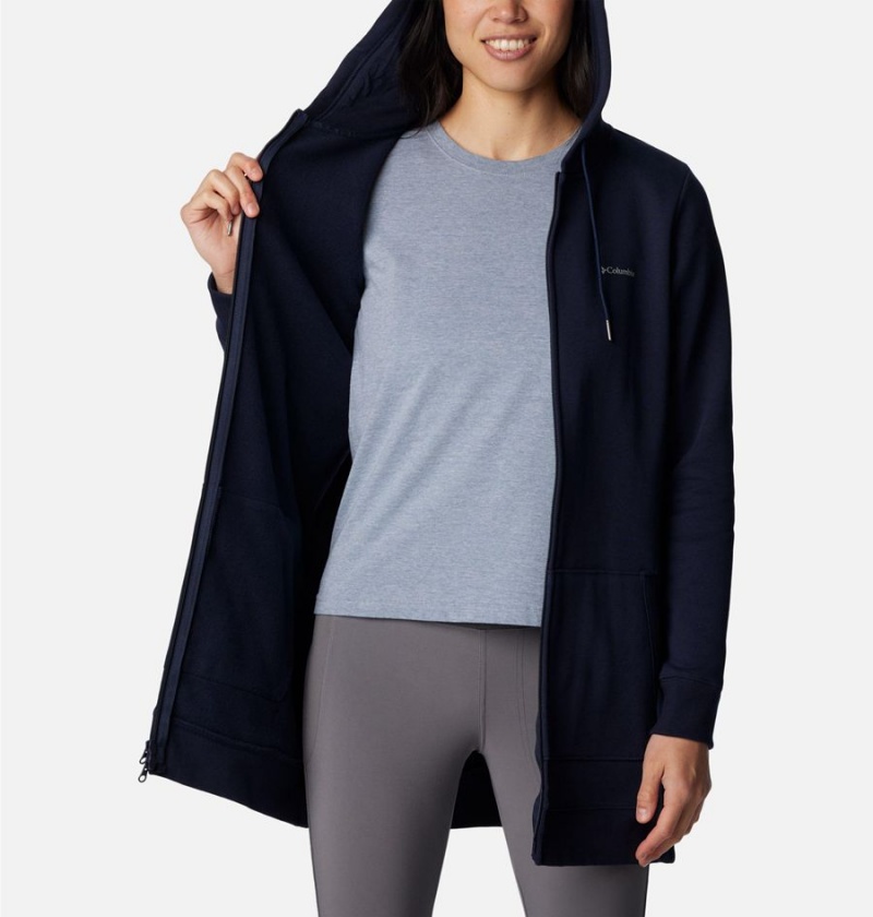 Columbia Rush Valley Long Full Zip Hoodie Women's Fleece Jacket Navy | WHPSBX-249