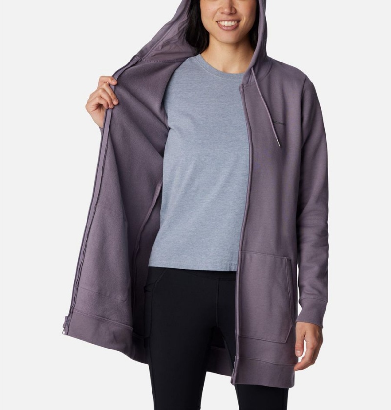 Columbia Rush Valley Long Full Zip Hoodie Women's Fleece Jacket Purple | GSAZCT-164