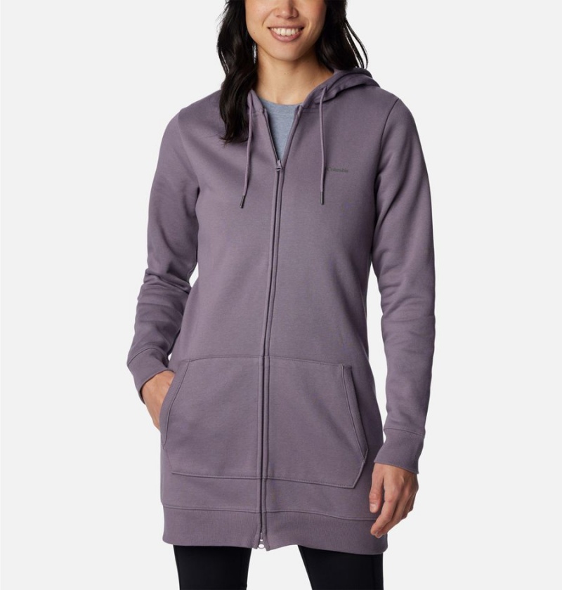 Columbia Rush Valley Long Full Zip Hoodie Women\'s Fleece Jacket Purple | GSAZCT-164