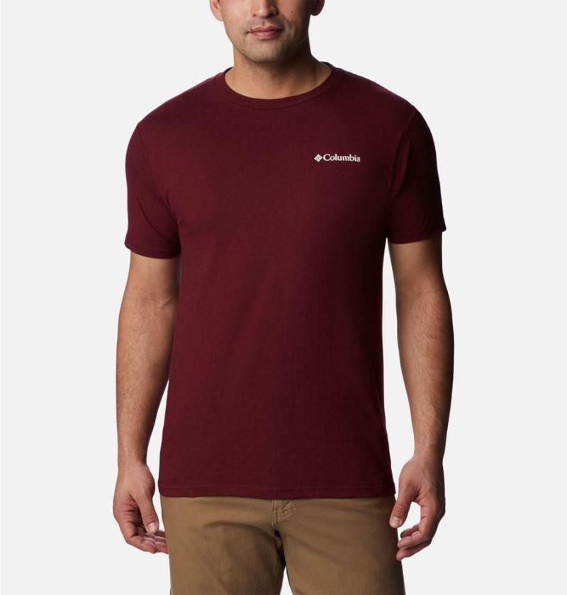 Columbia Rusher Graphic Men's T-Shirt Burgundy | OJNPQA-784